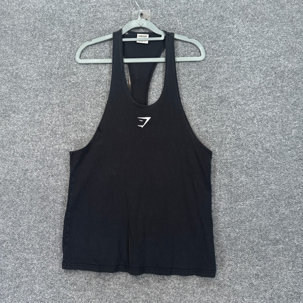 Gymshark Tank Top Mens Medium Black Muscle Tee Racerback Gym Fitness Workout